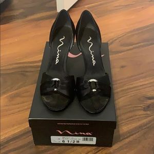 Nina Black Luster Heel